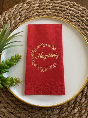 Kidspartim Gold Yaldızlı Kırmızı Hoşgeldiniz Peçete