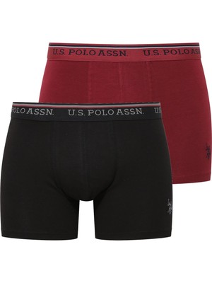 U.S. Polo Assn. Erkek Modal Bordo - Siyah 2'li Boxer 80488