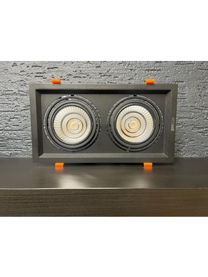 TekwaT Sıva Altı AR111 Cob Led 25 W Armatür Siyah 2'li Kasa