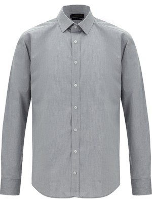 Kiğılı Uzun Kol Slim Fit Desenli Klasik Gömlek