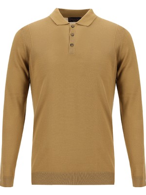 Kiğılı Polo Yaka Regular Fit Yünlü Triko Kazak