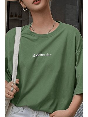 Millionaire Spectacular Açık Yeşil Oversize Salas Boyfriend Kadın T-Shirt