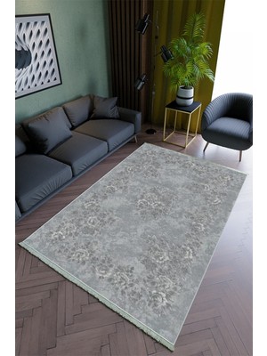 10 Post Online Salon Halısı Modern Gri Yolluk Kaymaz Yuvarlak Oval Kesme Ince Yıkanabilir Halı