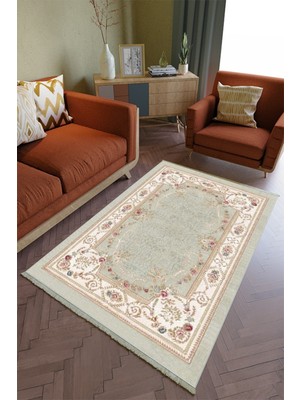 10 Post Online Salon Halısı Otantik Turkuaz Krem Yolluk Kaymaz Yuvarlak Oval Kesme Ince Yıkanabilir Halı