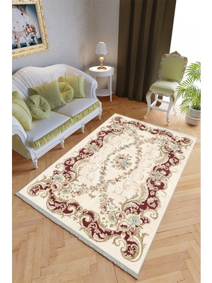 10 Post Online Klasik Salon Halısı Bordo Bej Yolluk Kaymaz Yuvarlak Oval Kesme Ince Yıkanabilir Halı