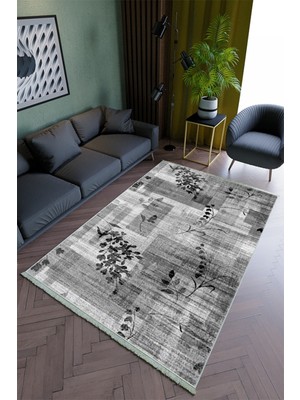 10 Post Online Salon Halısı Modern Gri Yolluk Kaymaz Yuvarlak Oval Kesme Ince Yıkanabilir Halı