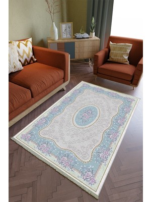 10 Post Online Salon Halısı Otantik Turkuaz Yolluk Kaymaz Yuvarlak Oval Kesme Ince Yıkanabilir Halı