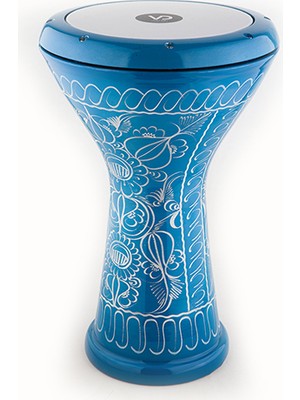 Vatan 3029M Mavi Döküm Darbuka 21,50 Cm Çapında 44 Cm Yüksekliğinde Motifli Tasarım