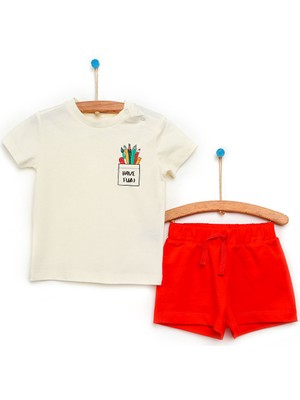 Hello Baby Hellobaby Basic Erkek Bebek Cep Baskılı Tshirt Şort Takim Erkek Bebek