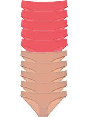 Royaleks 10 adet Süper Eko Set Likralı Kadın Slip Külot Fuşya Ten