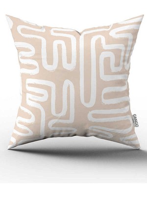 Cango Home Çift Taraflı Krem Beyaz Bohem Iskandinav Geometrik Desenli Dijital Baskılı Kırlent Kılıfı CGH1205