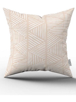 Cango Home Krem Beyaz Bohem Iskandinav Geometrik Desenli Dijital Baskılı Kırlent Kılıfı CGH1211