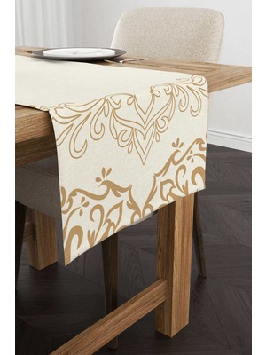 Cango Home Krem Kahverengi Ramazan Temalı Dekoratif Desenli Dijital Baskılı Runner CGH1306-2-RN