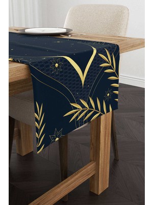 Cango Home Lacivert Mavi Ramazan Temalı Dekoratif Desenli Dijital Baskılı Runner CGH1300-2-RN