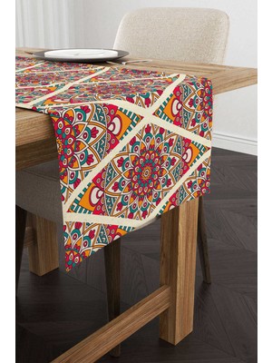 Cango Home Turuncu Pembe Ramazan Temalı Mandala Desenli Dijital Baskılı Runner CGH1343-RN