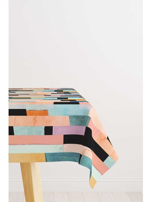 Cango Home Turuncu Karışık Renkli Soyut Masa Örtüsü CGH241-MS