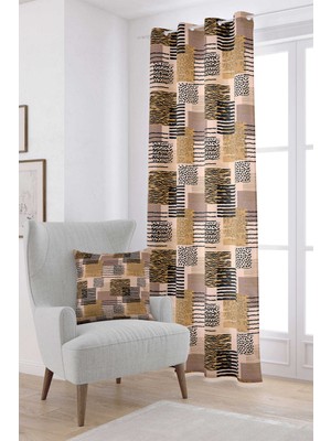 Cango Home Kahverengi Siyah Modern Leopar Desenli Dijital Baskılı Perde CGH358-PR