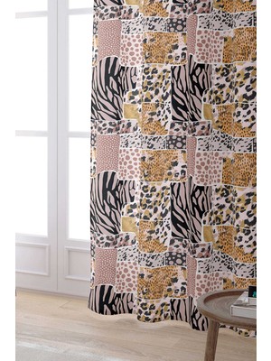 Cango Home Kahverengi Pembe Zebra Leopar Desenli Dijital Baskılı Perde CGH359-PR