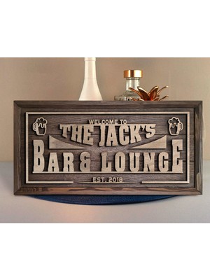 Bk Gift Özel Yapım Kabartma Figür Temalı Meşe Ağacı Ahşap Bar Tablosu, Ev Dekorasyonu, Duvar Dekoru, Bar Tablo-1
