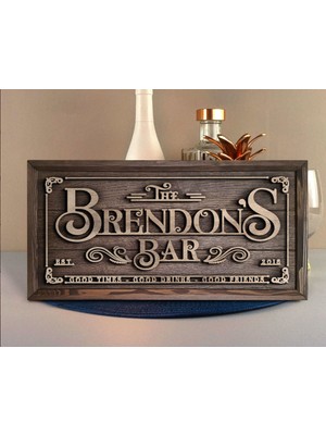 Bk Gift Özel Yapım Kabartma Figür Temalı Meşe Ağacı Ahşap Bar Tablosu, Ev Dekorasyonu, Duvar Dekoru, Bar Tablo-4