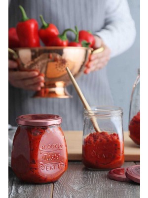 Lav Tasty Cam Kavanoz Tekli Orta Boy 550 ml Metal Kapaklı (Erzak Saklama/Turşu Kavanozu )