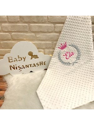 Baby Nisantashe Isme Özel Nakışlı Nohut Bebek Battaniyesi