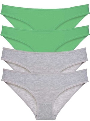 Royaleks 4 adet Süper Eko Set Likralı Kadın Slip Külot Yeşil Gri