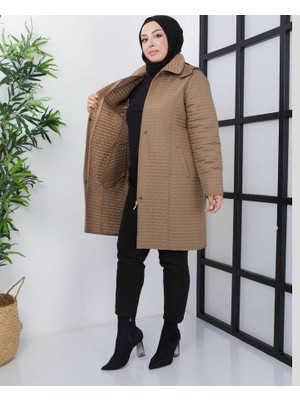 Glr & Gym Reva Kapüşonlu Kapitone Kışlık Büyük Beden Kadın Mont10