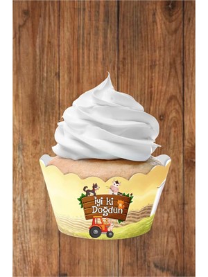 Neşeli Günlerim Çiftlik Konsepti Cupcake Sargısı 8'li