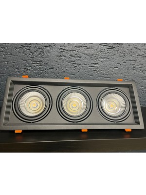 TekwaT Sıva Altı AR111 Cob Led 35 W Armatür Siyah 3'lü Kasa