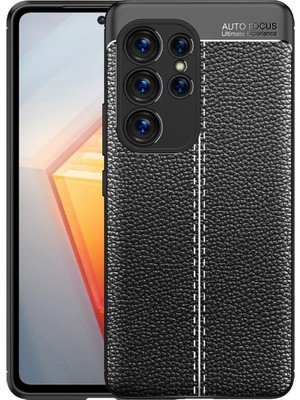 Microcase Samsung Galaxy S23 Ultra Leather Serisi Deri Efekt Silikon Kılıf - Siyah AL3337