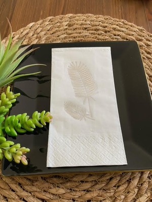 Kidspartim Gümüş Yaldızlı Beyaz Palmiye Peçete