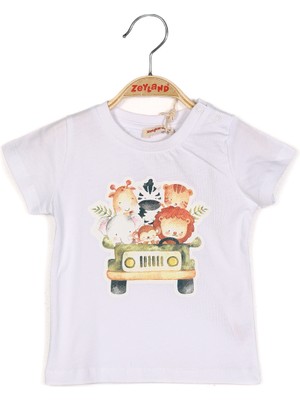 Zeyland Erkek Bebek Baskılı Beyaz T-Shirt