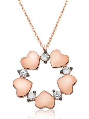 Stil Love Gümüş Kalp Çemberi Bayan Kolye