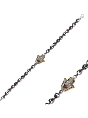 Stil Love Gümüş Fatma Ana Eli Otantik Bayan Bileklik