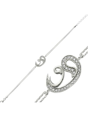 Stil Love Gümüş Iki Vav Bayan Bileklik