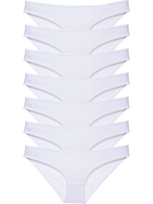 Royaleks 7 adet Süper Eko Set Likralı Kadın Slip Külot Beyaz