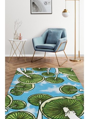 Homshtag Yukarı Bakış Renkli Mantarlı Mutfak Halısı Yeşil Mantar Baskılı Özel Tasarım Halı