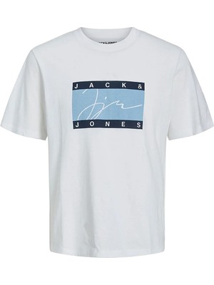 Jack & Jones Jorjoshua Ss Tee Crew Neck Beyaz Erkek T-Shirt 12228254-Brigh