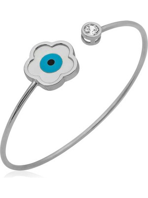 Stil Love ​Gümüş Sedef Taşlı Çiçek Bileklik
