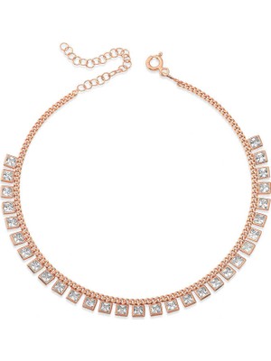 Stil Love Gümüş Zirkon Taşlı Rose Halhal