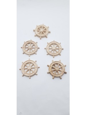 Be Beauty 5 Adet 6 cm Çapında Boyasız, Cilasız Ahşap Gemici Dümeni