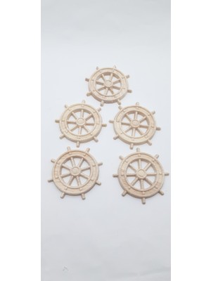 Be Beauty 5 Adet 5 cm Çapında Boyasız, Cilasız Ahşap Gemici Dümeni