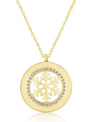 Stil Love Gümüş Gold Kar Tanesi Bayan Kolye