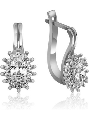 Stil Love Gümüş Mengeçli Oval Kesim Küpe SL3866