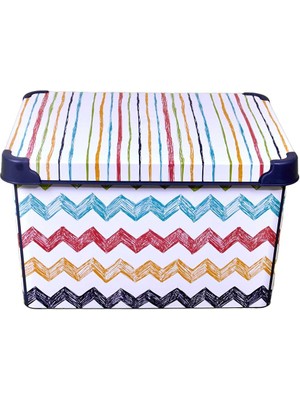 Qutu Style Box Colored Zigzag  Oyuncak Saklama Kutusu - 20 Litre