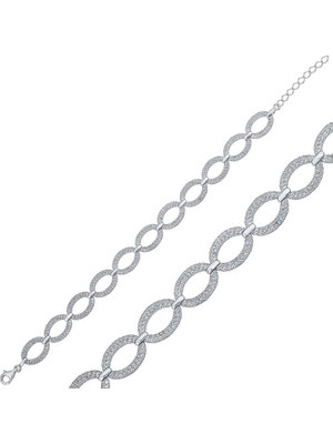 Stil Love Gümüş Oval Taşlı Bayan Bileklik