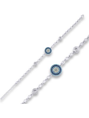 Stil Love ​Gümüş Nazar Boncuklu Bileklik