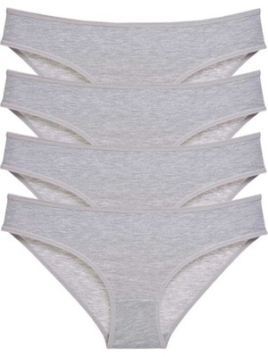 Royaleks 4 adet Süper Eko Set Likralı Kadın Slip Külot Gri