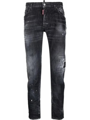 Dsquared2 Mid-Rise Distressed Straight Leg Jeans